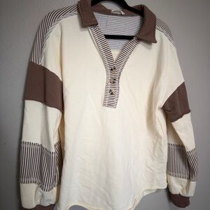 Cream and Brown Striped Shirt